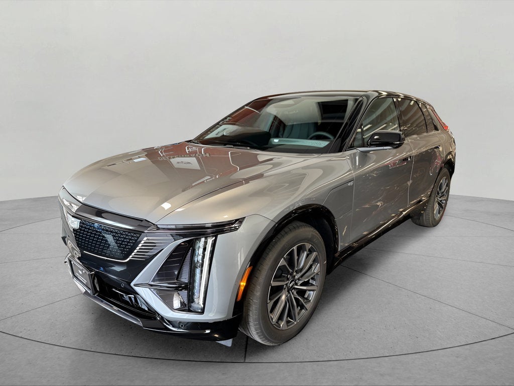 2026 Cadillac LYRIQ Sport in Argent Silver Metallic — front three-quarter view