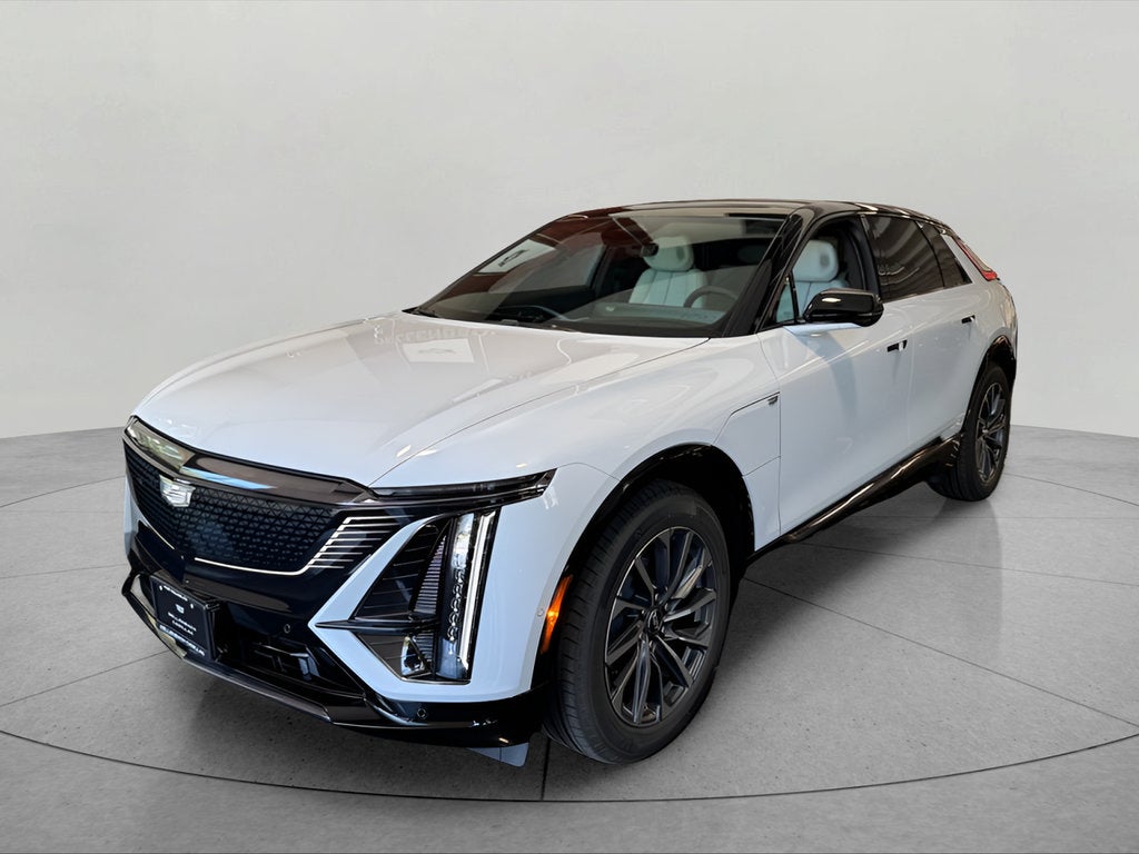 2026 Cadillac LYRIQ Premium Sport in Vibrant White Tricoat — front three-quarter view