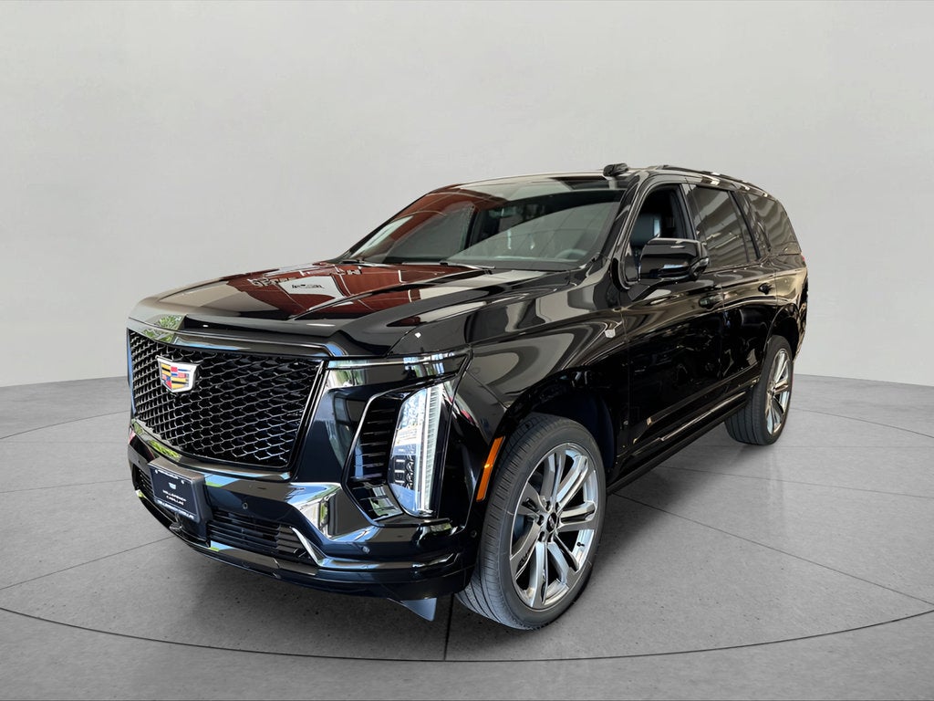 2026 Cadillac Escalade Platinum Sport in Black Raven — front three-quarter view