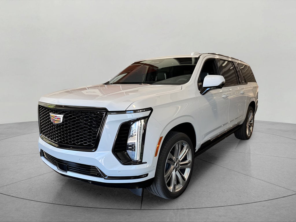 2026 Cadillac Escalade ESV Platinum Sport in Vibrant White Tricoat — front three-quarter view