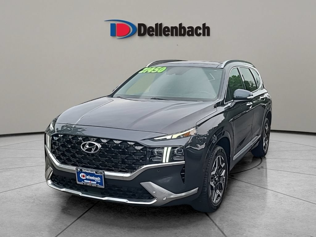 2021 Hyundai Santa Fe Calligraphy in Portofino Gray — front three-quarter view