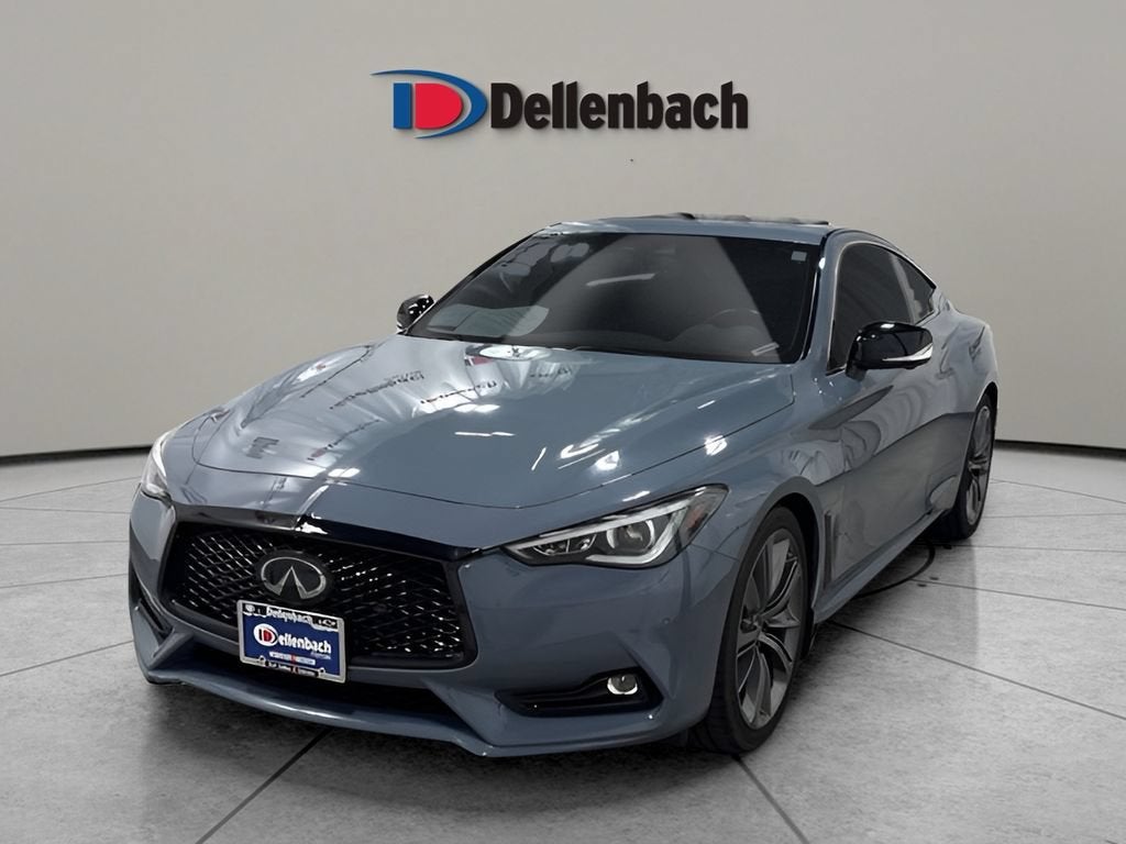 2021 INFINITI Q60 RED SPORT 400 in Slate Gray — front three-quarter view
